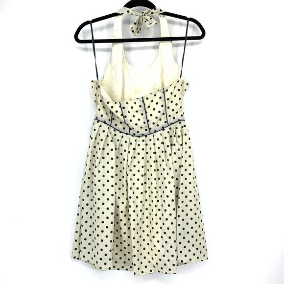 Rhyme Los Angeles Halter Neck Mini Dress Womens Sz M Cream Black Polka Dot - Picture 2 of 6